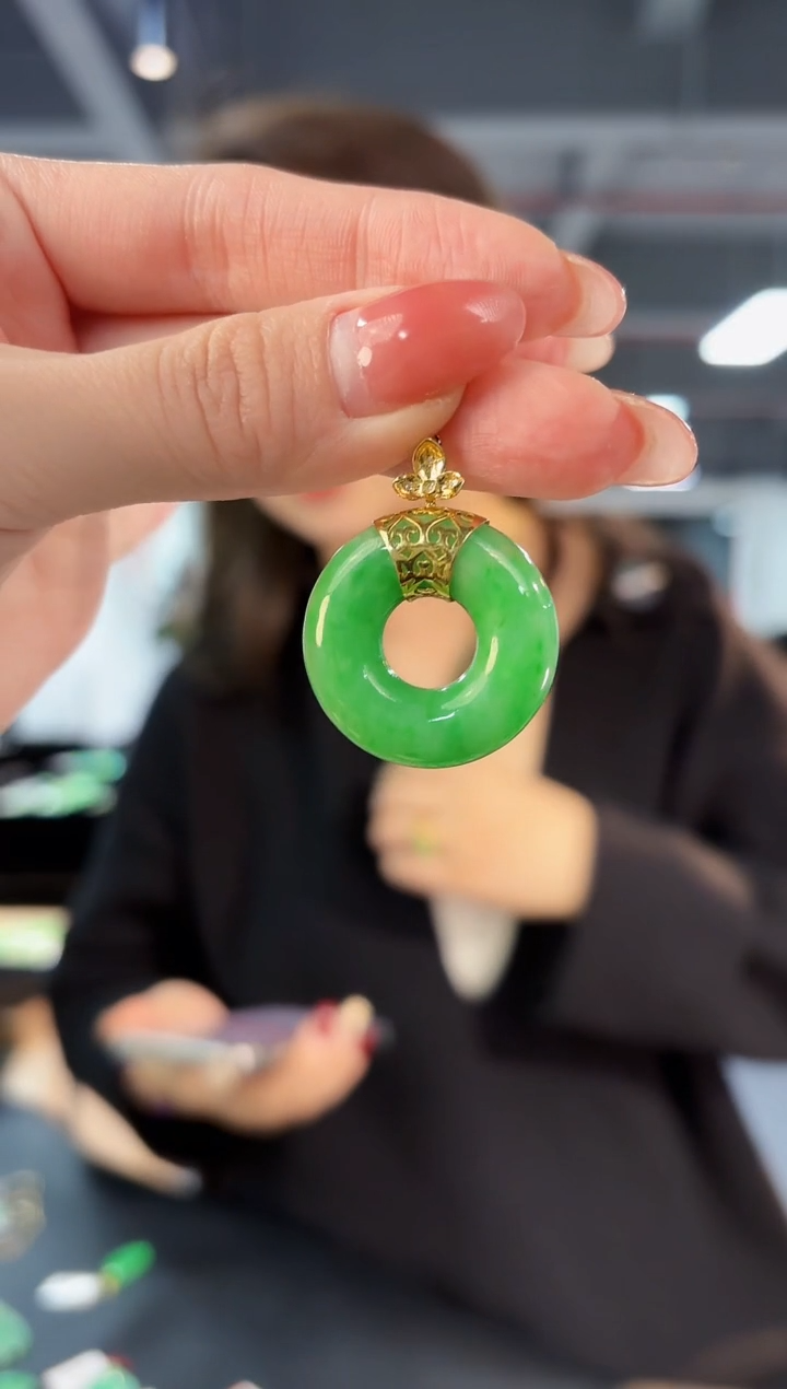 【闪购商品】翡翠颈饰18K金镶嵌缅料A货/支持复检/一件