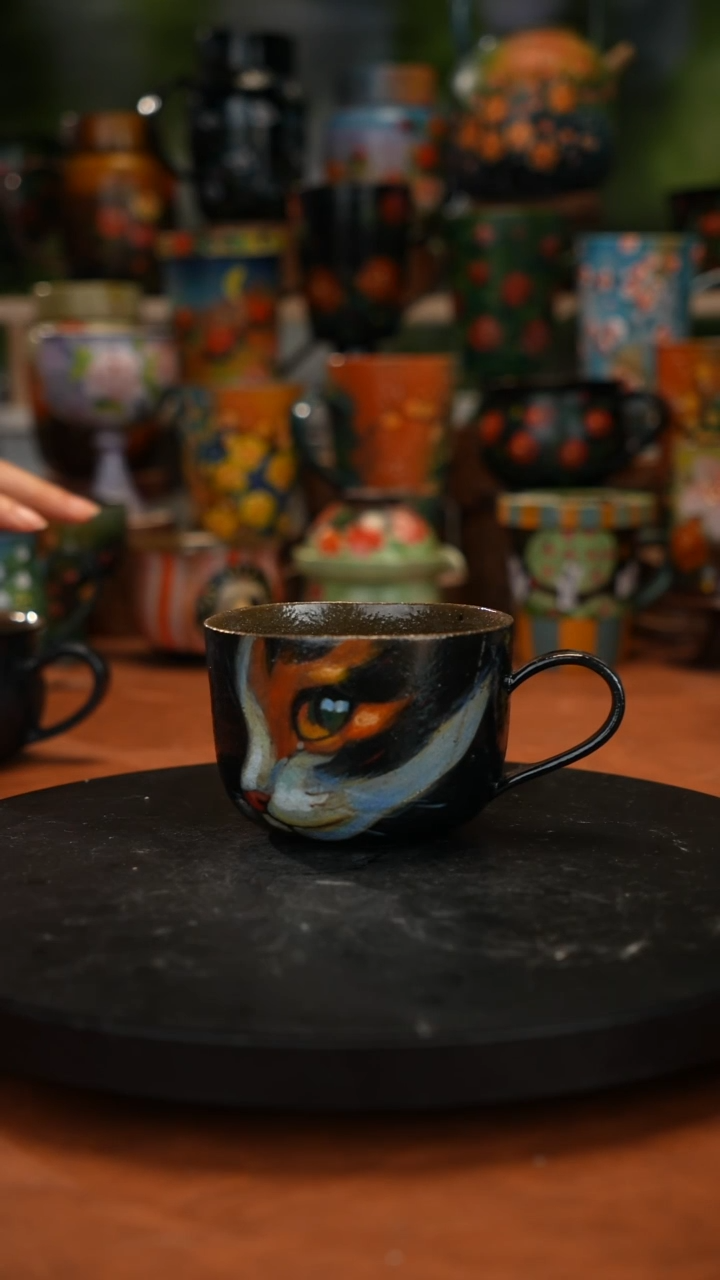紫砂油画釉下 彩手绘