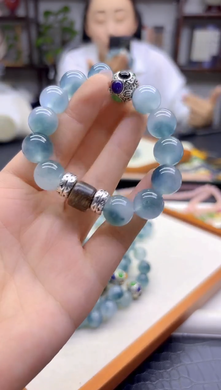 银S925镶嵌手链翡翠DIY款S956