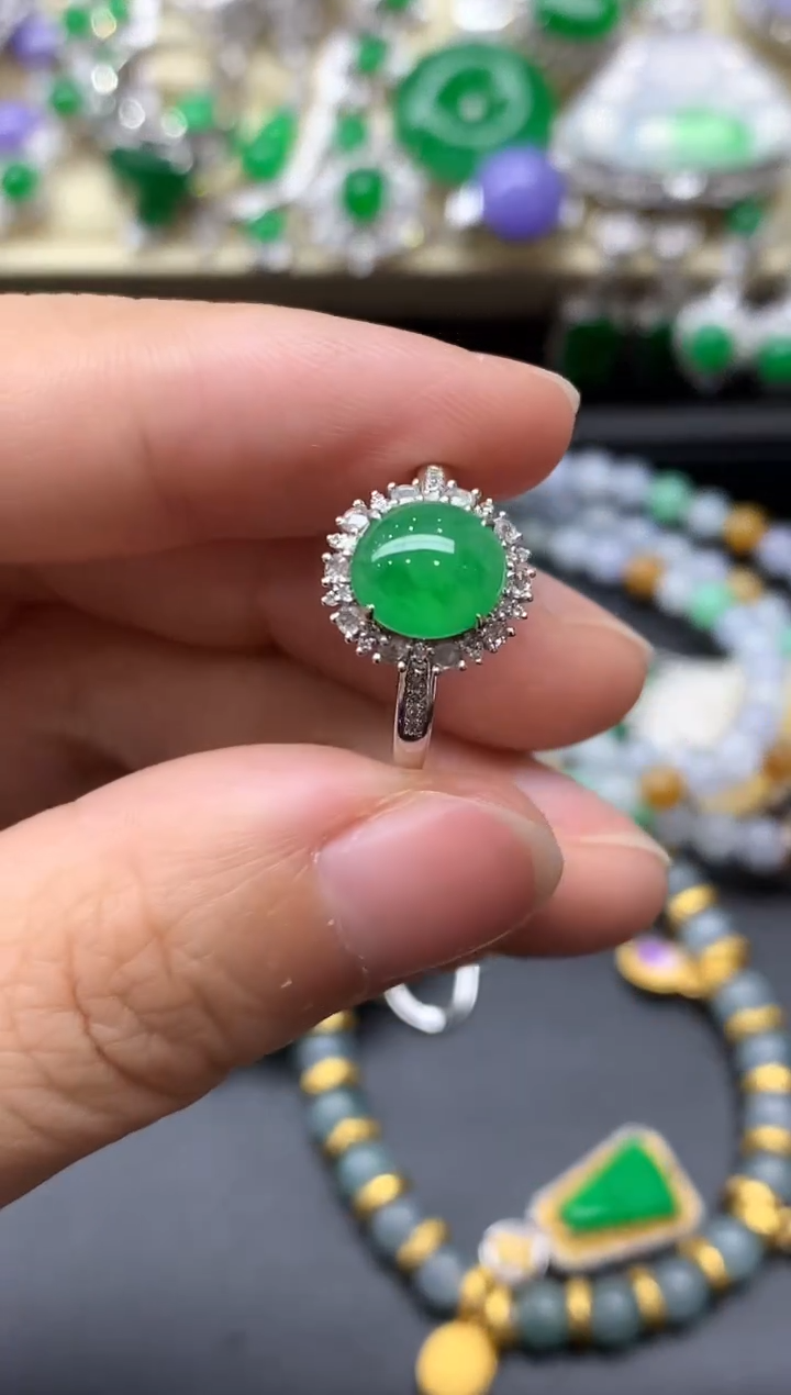 18K金镶嵌戒指翡翠511-中国好珍宝