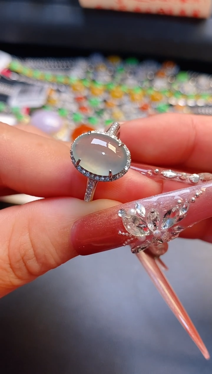 银S925镶嵌戒指翡翠天然