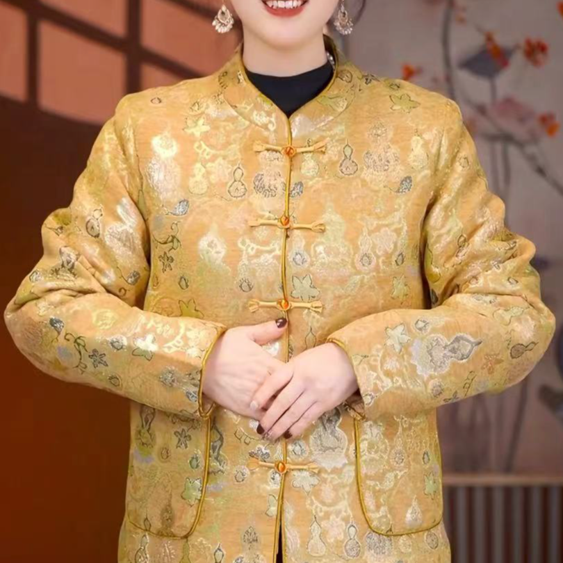 [福禄双全]2025年冬季新款国风加棉加厚外套上衣拜年服 &紫雪