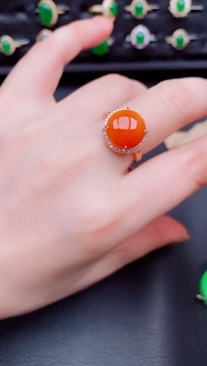 【闪购商品】翡翠戒指银S925镶嵌天然a货翡翠95