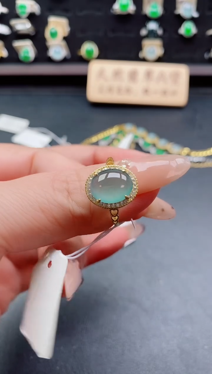 银S925镶嵌戒指翡翠1