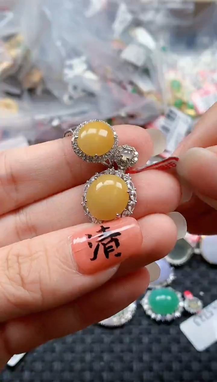 银S925镶嵌戒指翡翠天然A货缅甸翡翠