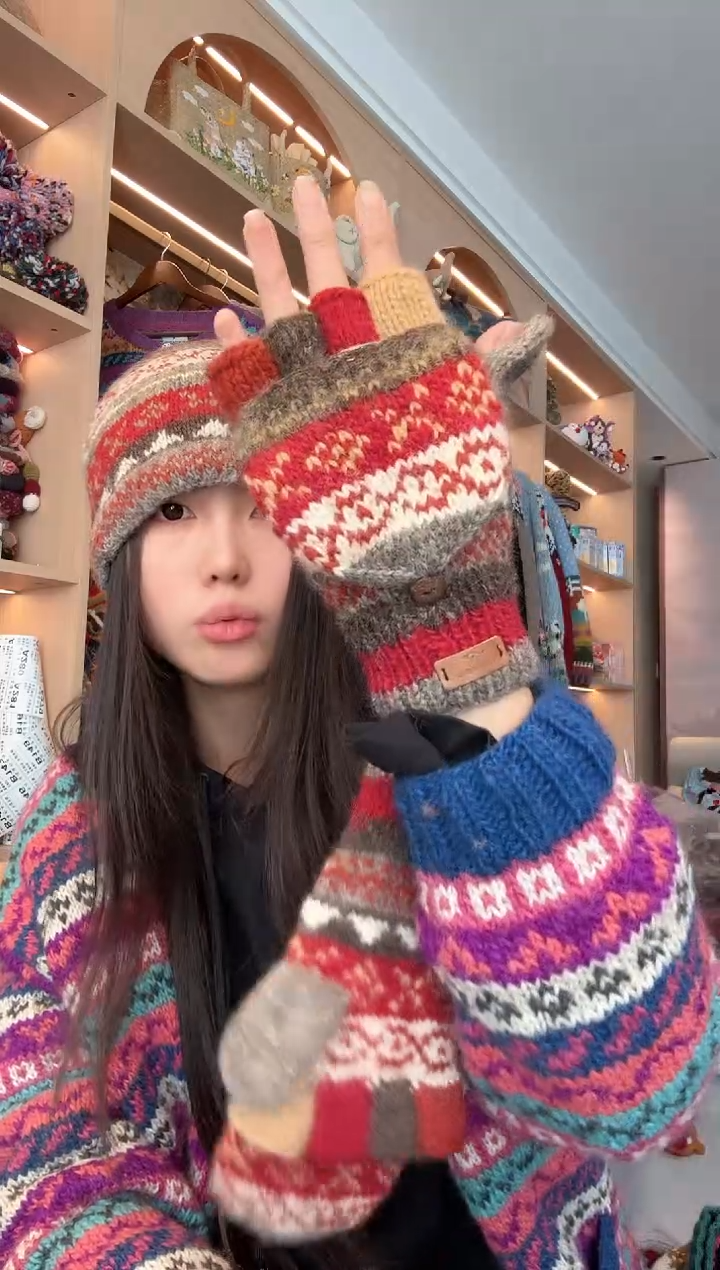 羊毛明星同款手套