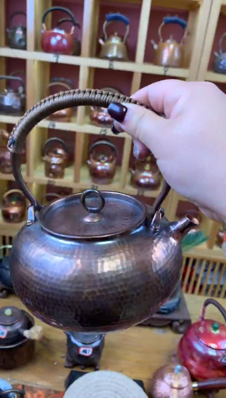 样品紫铜做旧北村圆环提梁壶
