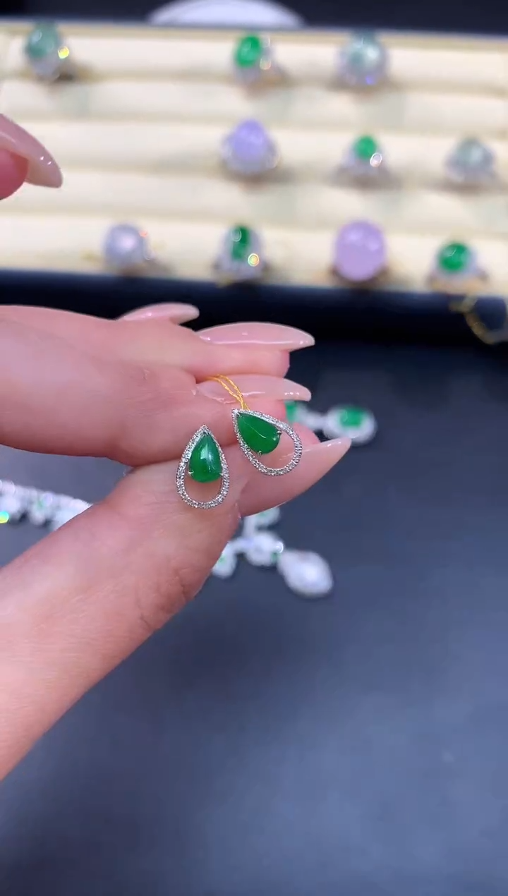 【闪购商品】翡翠耳饰18K金镶嵌耳饰A300|29680