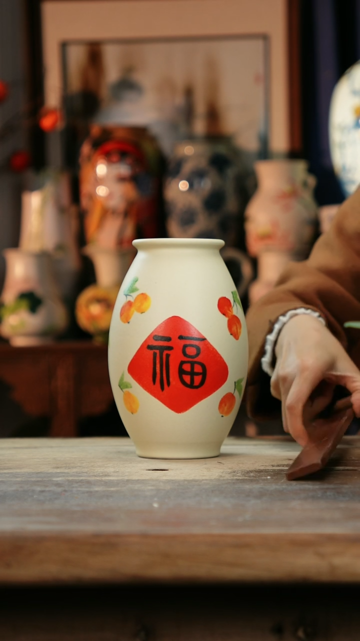 【闪购商品】瓷片景德镇纯手工釉下彩精品花瓶