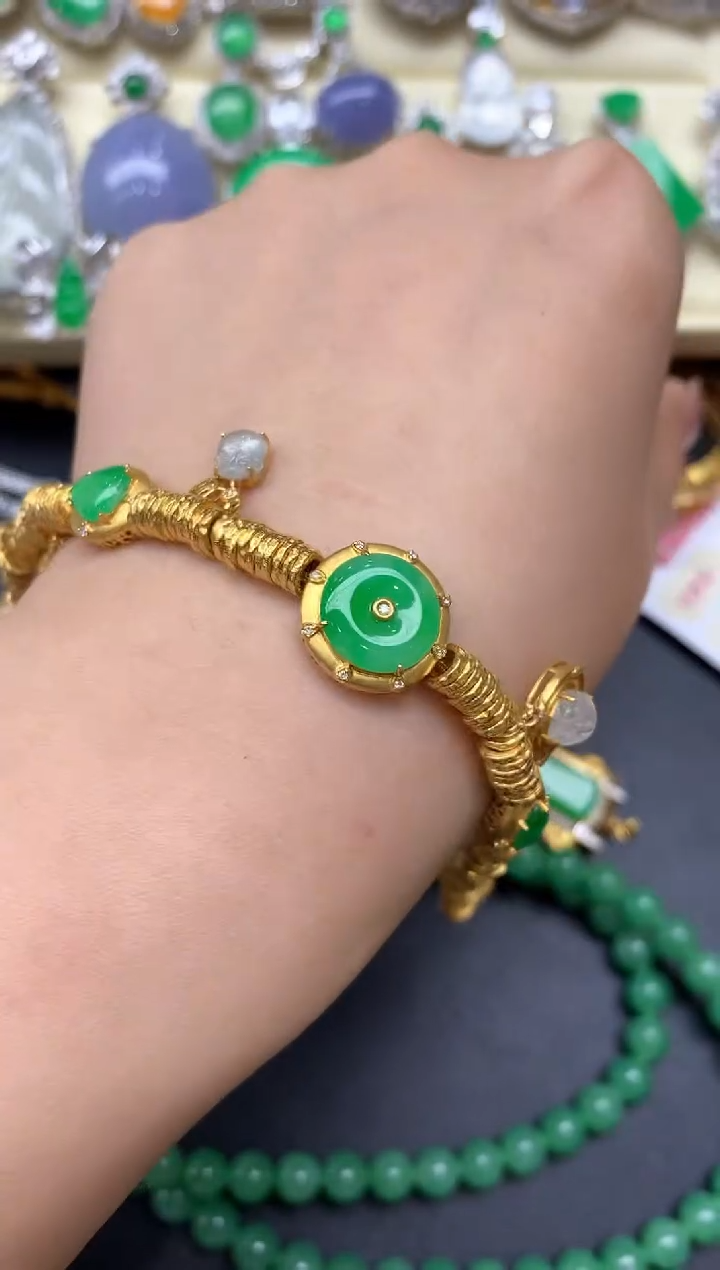18K金镶嵌手链翡翠427-中国好珍宝