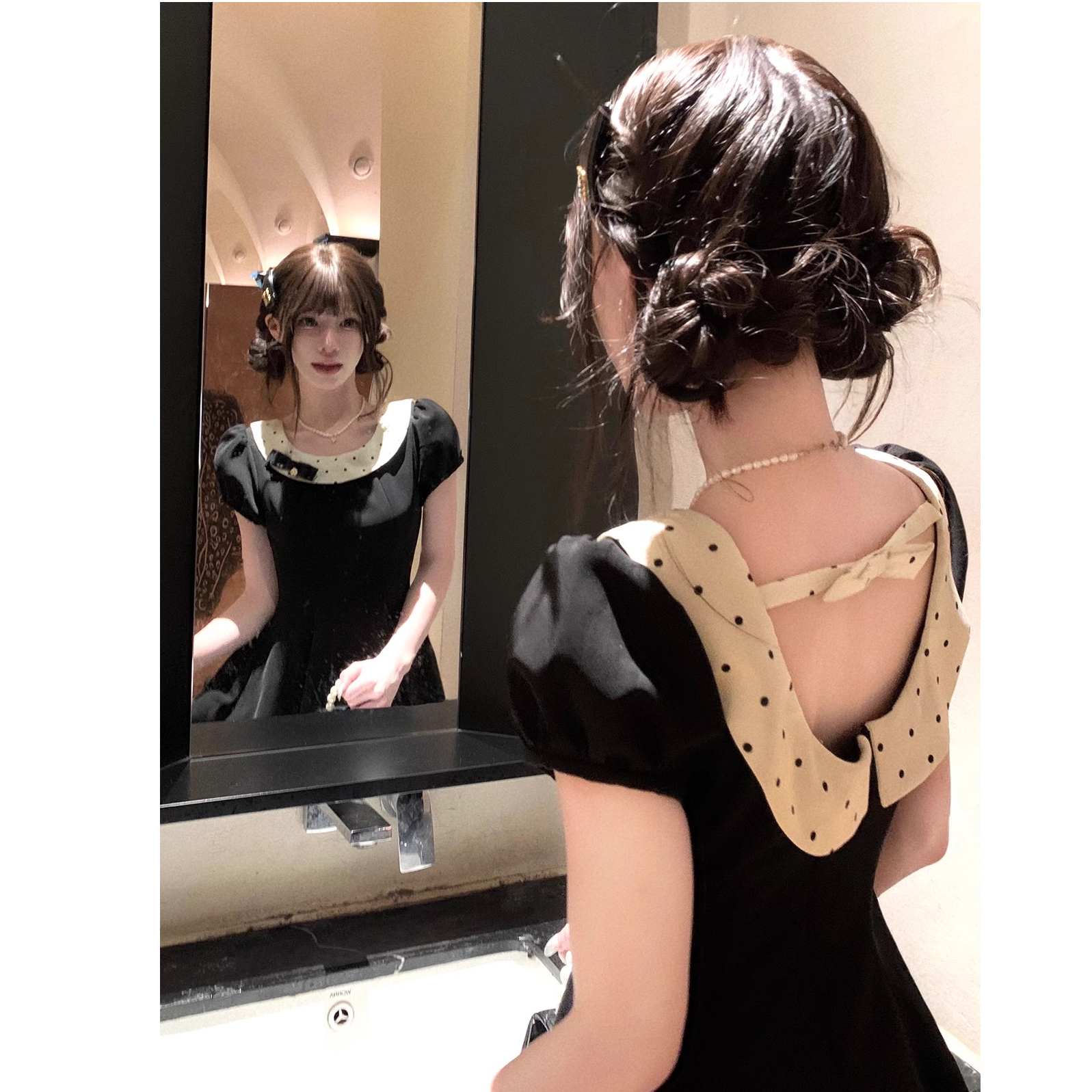 心动小礼裙 miu系法式泡泡袖连衣裙小黑裙收腰显瘦夏季短裙女