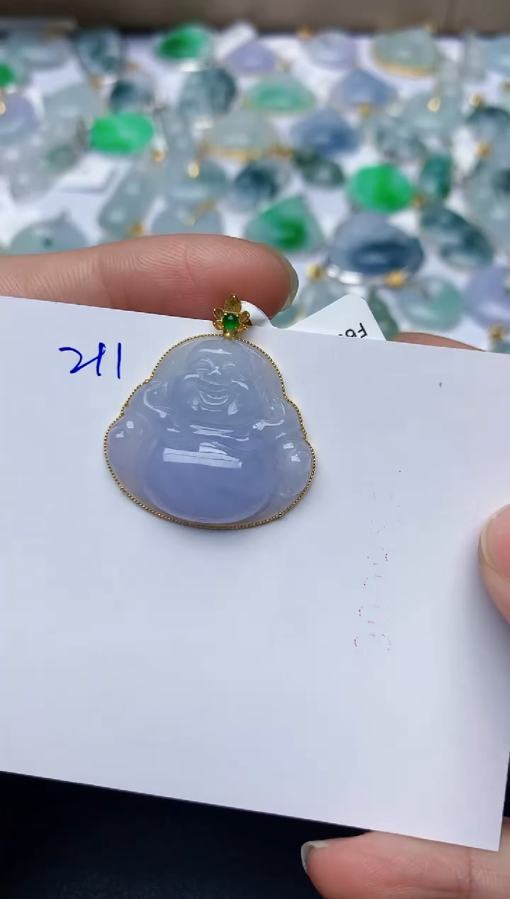 【闪购商品】翡翠颈饰18K金镶嵌天然翡翠A货  