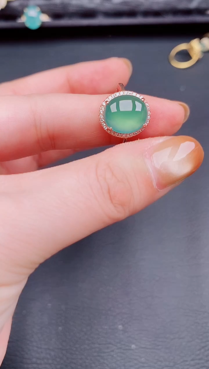 【闪购商品】翡翠戒指银S925镶嵌天然a货翡翠312