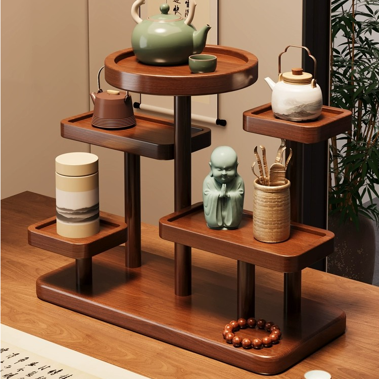 中式桌面杯架博古架茶室茶具紫砂壶摆放架子桌上多层摆件展示架子
