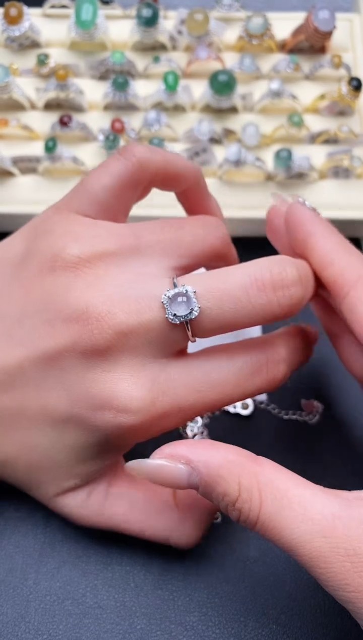 【闪购商品】翡翠戒指银S925镶嵌2222222+5