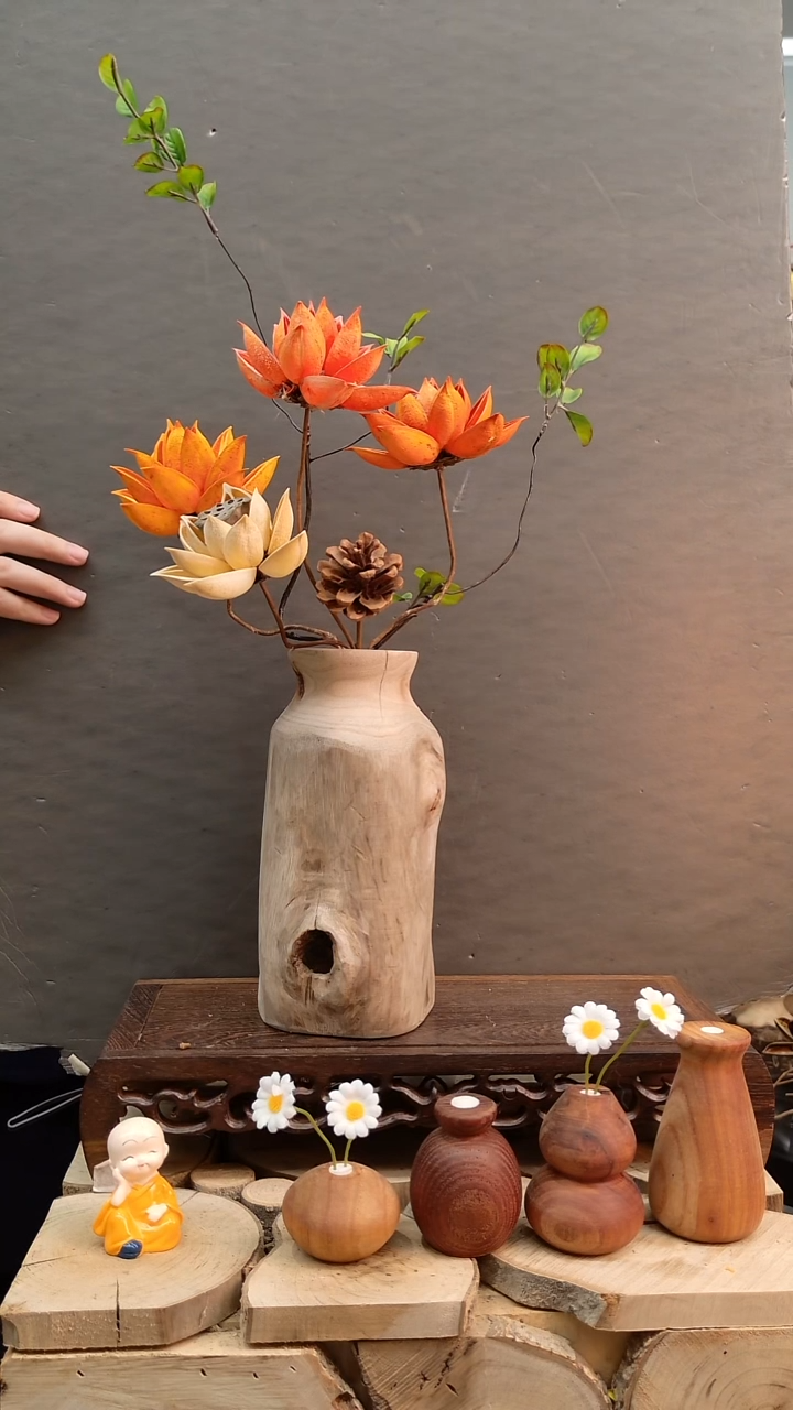 木实木花瓶含一套