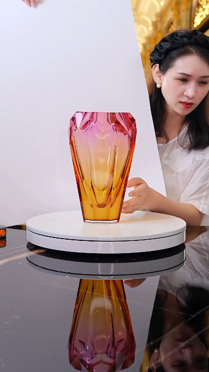 摆件JY0067金红色冰花艺术花器