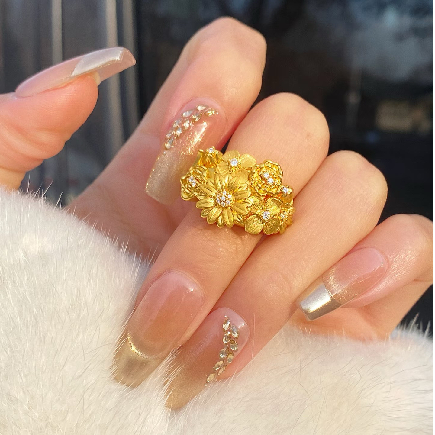 合金戒指 【繁花锦簇戒指】一路繁花开口设计精美气质