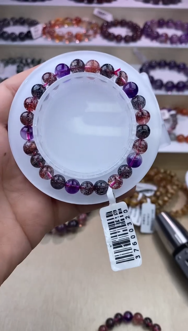 水晶手链未镶嵌黑加仑超七单圈8m+