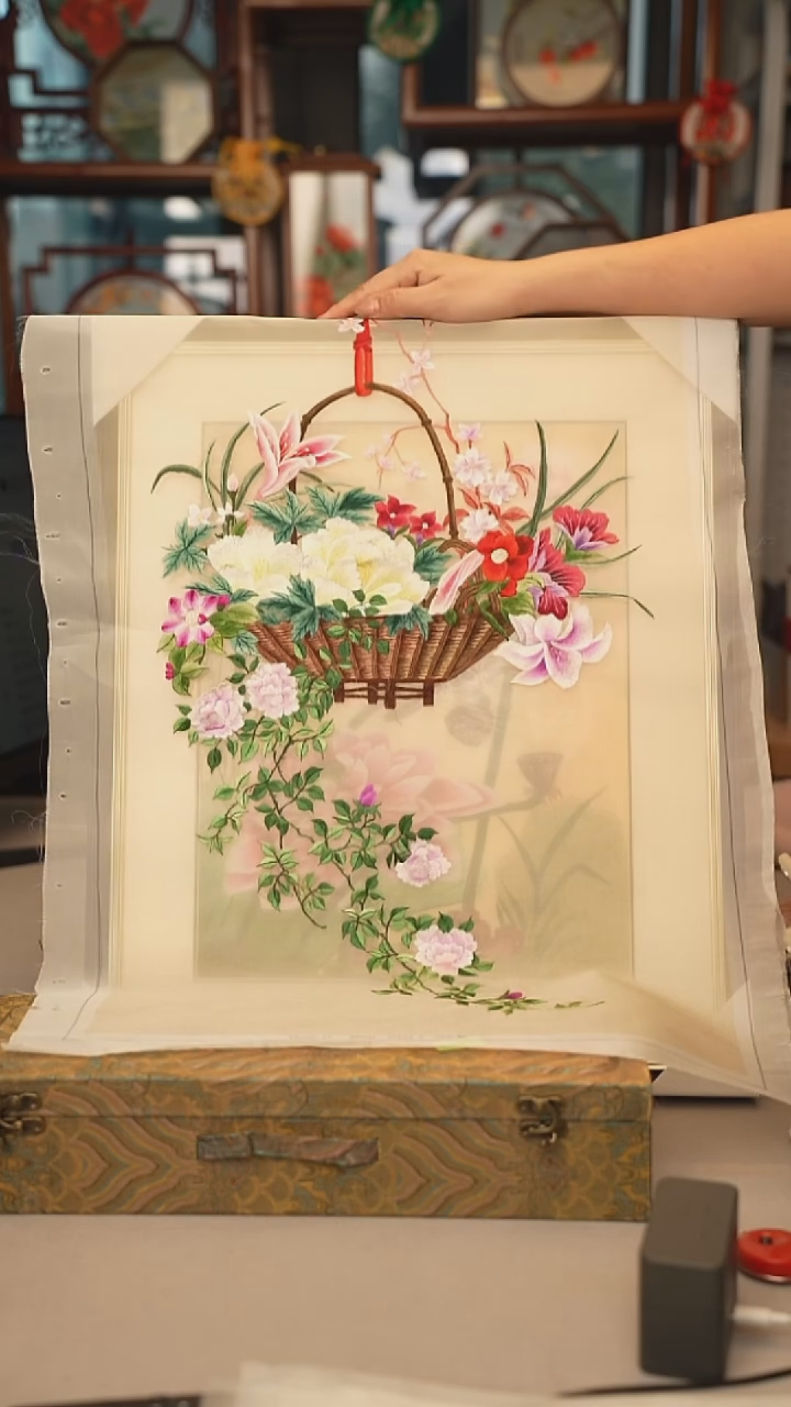 扇子苏绣绣片 40乘60