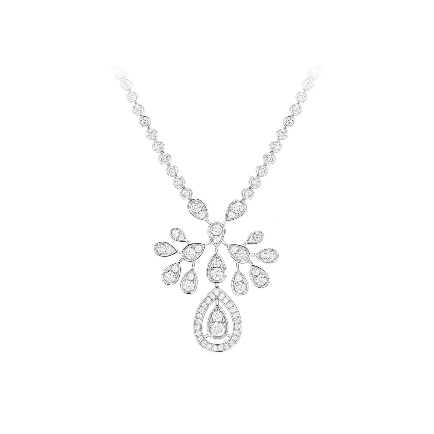 坠链均925银合成锆石  臻奢时尚贵气白色水滴设计白色项链10980XW