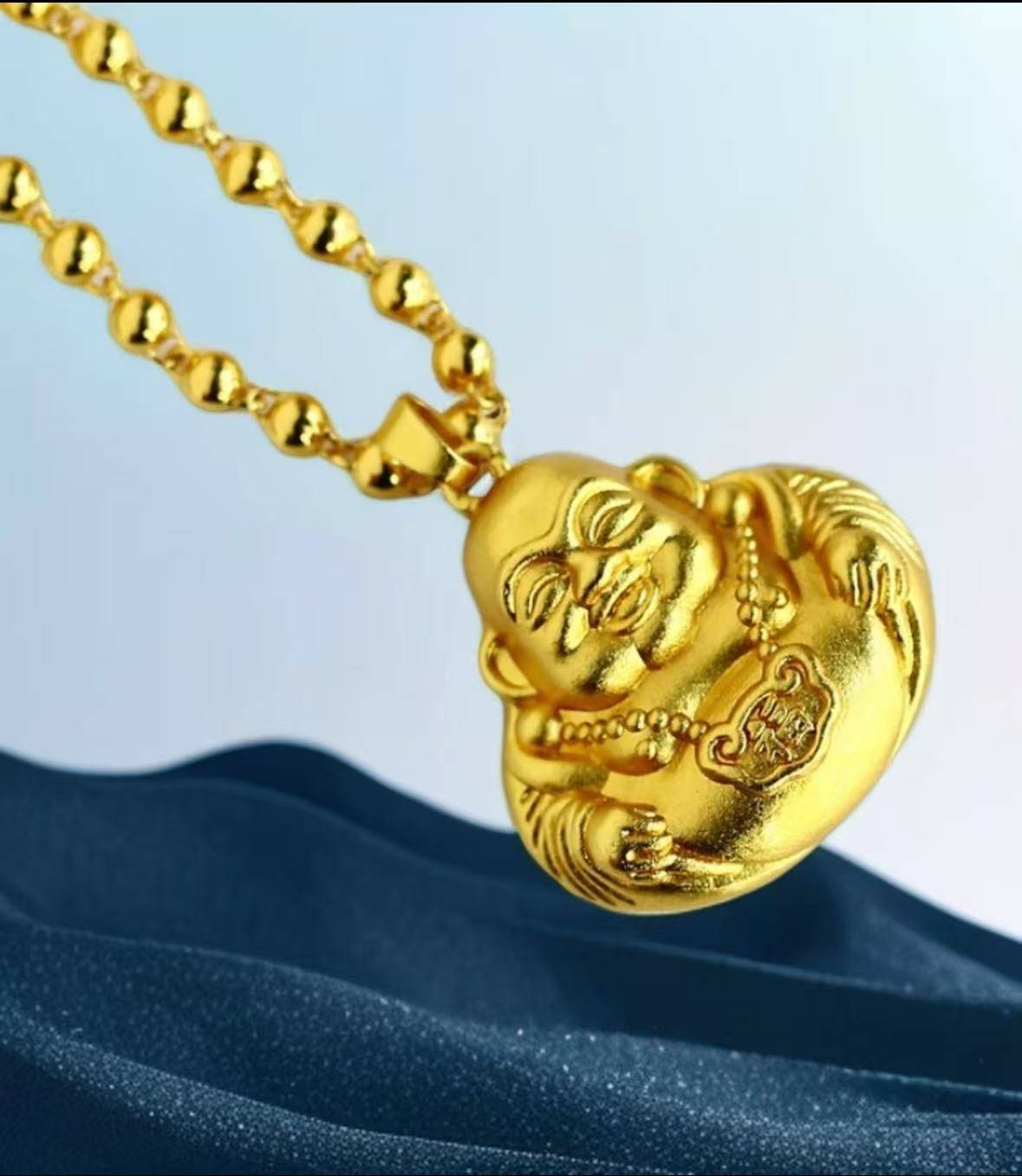 【 苏苏严选】时尚笑面佛公合金金色吊坠【赠链子赠礼盒】sh92006