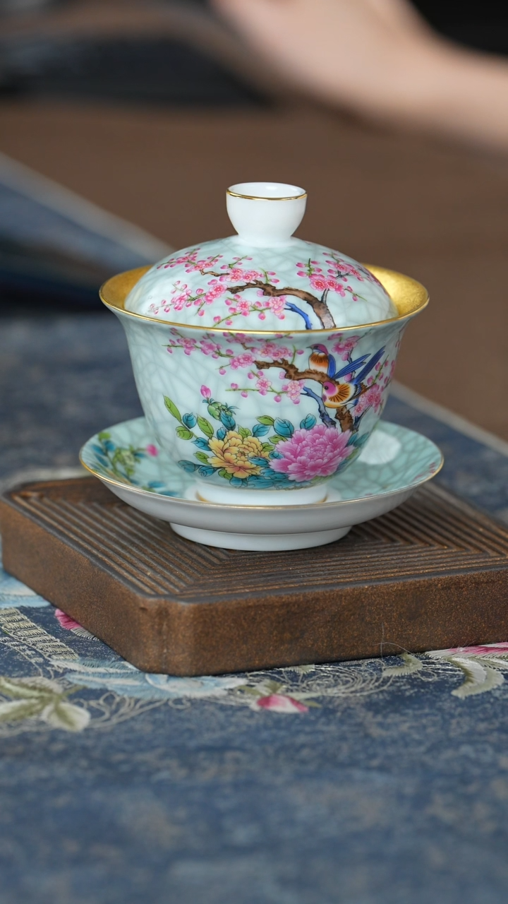 【闪购商品】【鎏金珐琅盖碗】【15西泠礼盒】