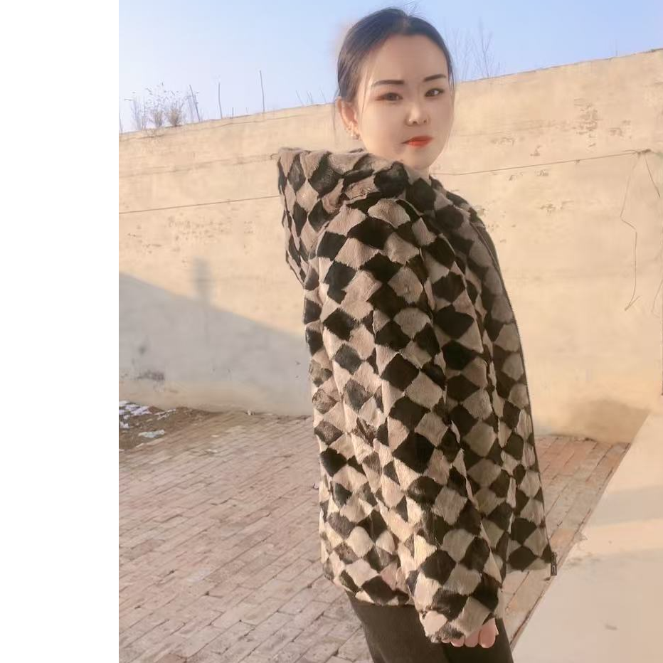 100%貂皮2025秋冬新款海宁水貂毛外套女拼貂连帽短款