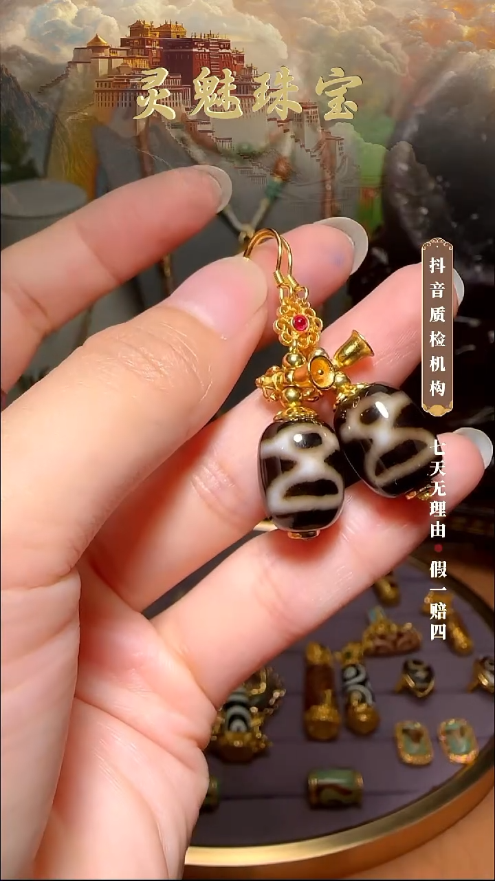 玛瑙/玉髓（覆膜）颈饰银S925镶嵌耳环