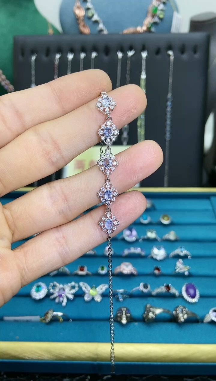 【闪购商品】坦桑石手链银S925镶嵌1121