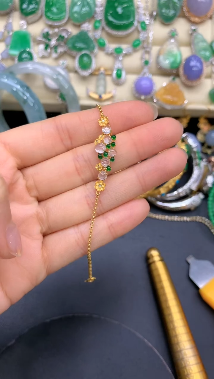 【闪购商品】翡翠手链18K金镶嵌402-中国好珍宝1