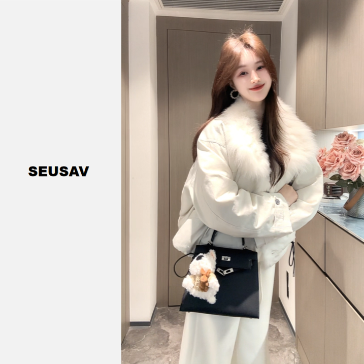 【白狐】狐狸毛领羽绒外套温柔气质年货款