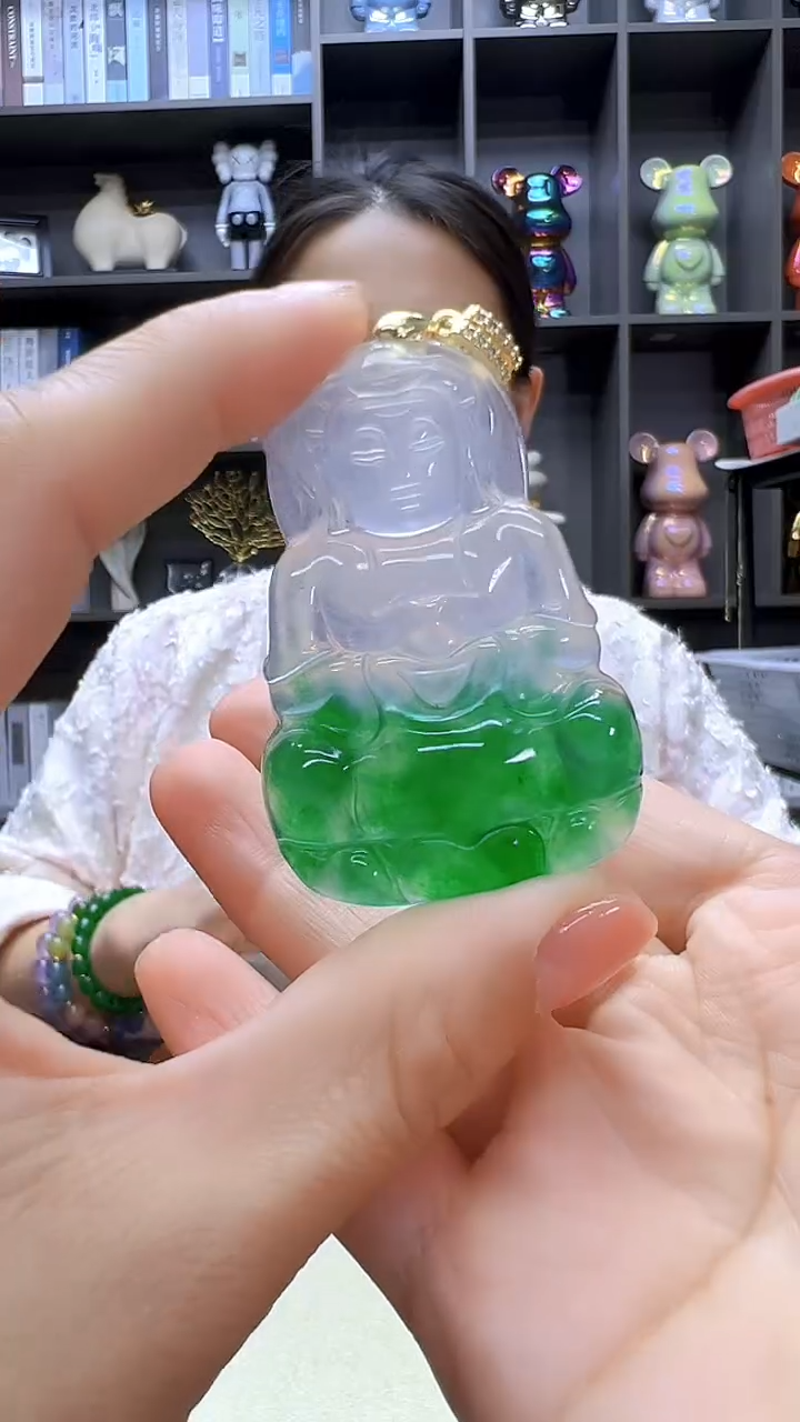 翡翠14K金镶嵌颈饰沉白diy劲饰