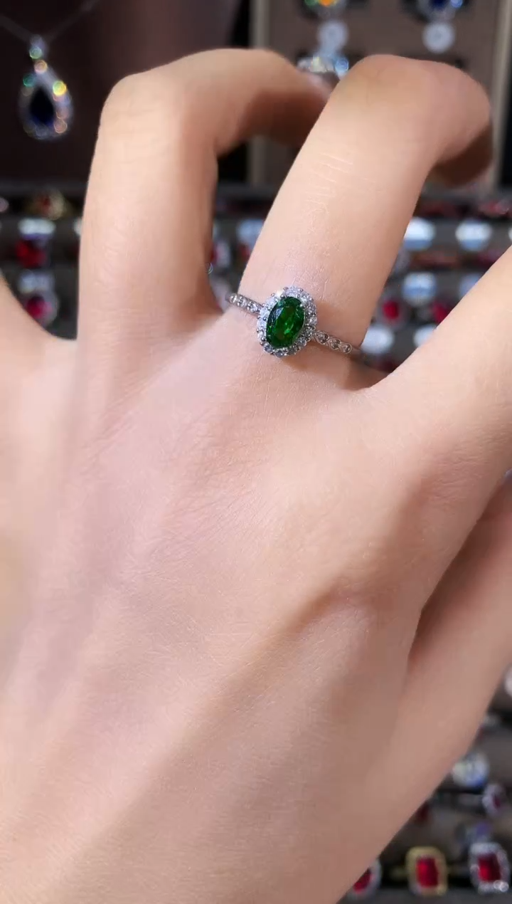 银S925镶嵌戒指碧玺46银色