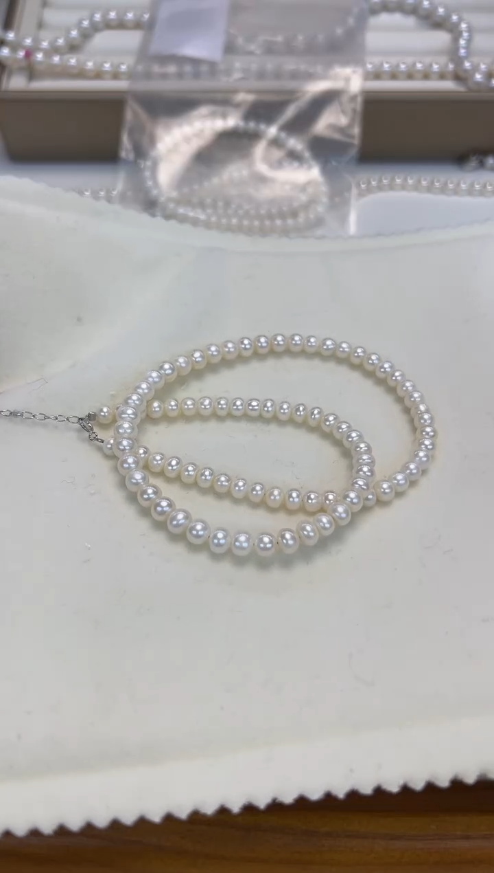颈饰银S925镶嵌淡水珍珠5-6mm
