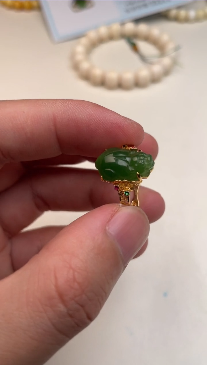 【闪购商品】和田玉（碧玉）配饰18K金镶嵌和田玉（碧玉）