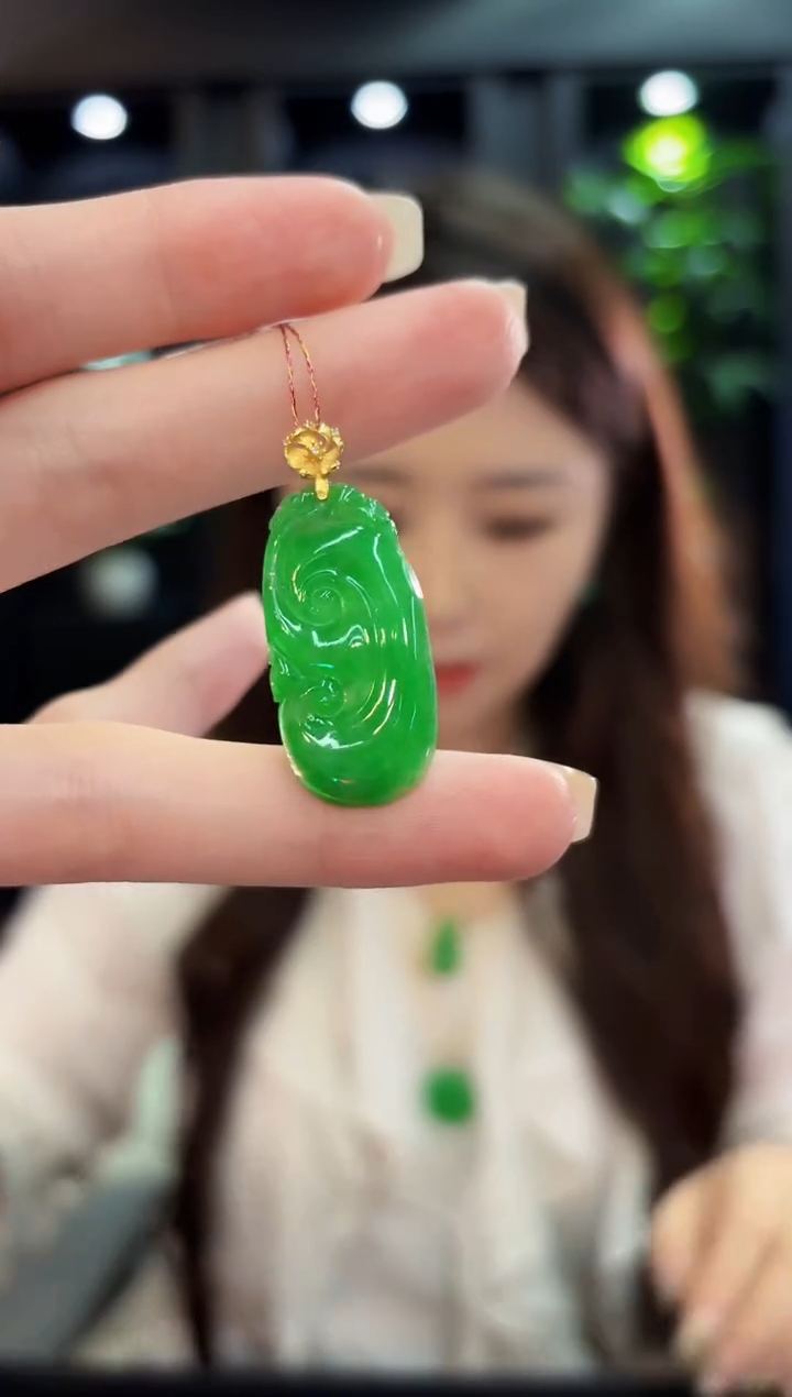 吊坠(不含链)18K金镶嵌翡翠 缅料A货/支持复检/一件