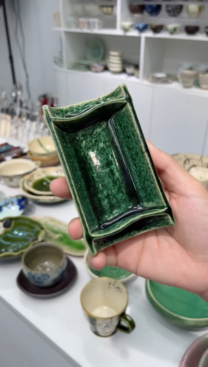 【闪购商品】瓷片织部竹节小盘