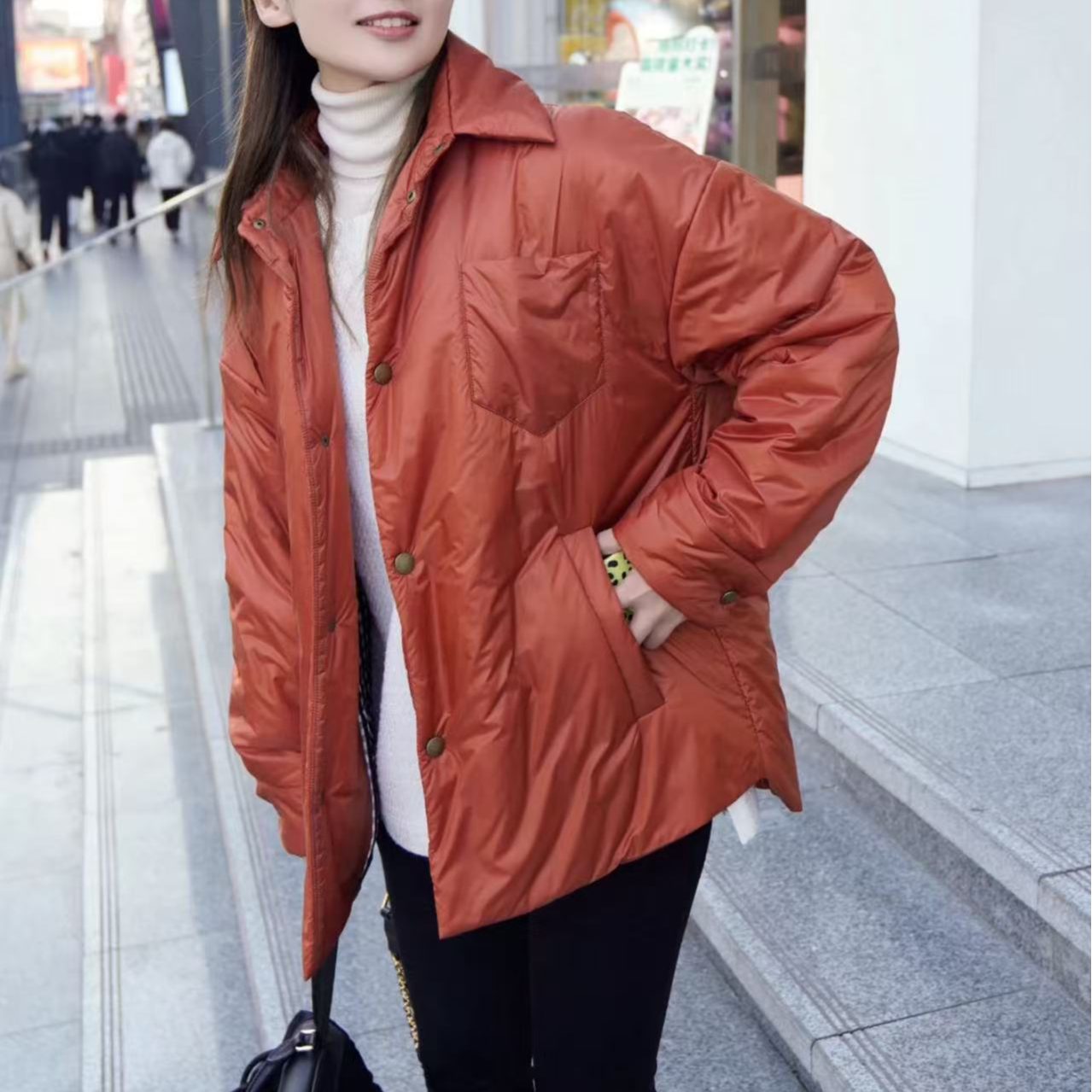 AMASS/阿玛施多色新雪丽休闲时尚短款棉服外套5400658