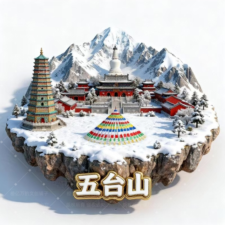 【五台山】山西冰箱贴金属立体浮雕旅游纪念品文创伴手礼盒中国城市