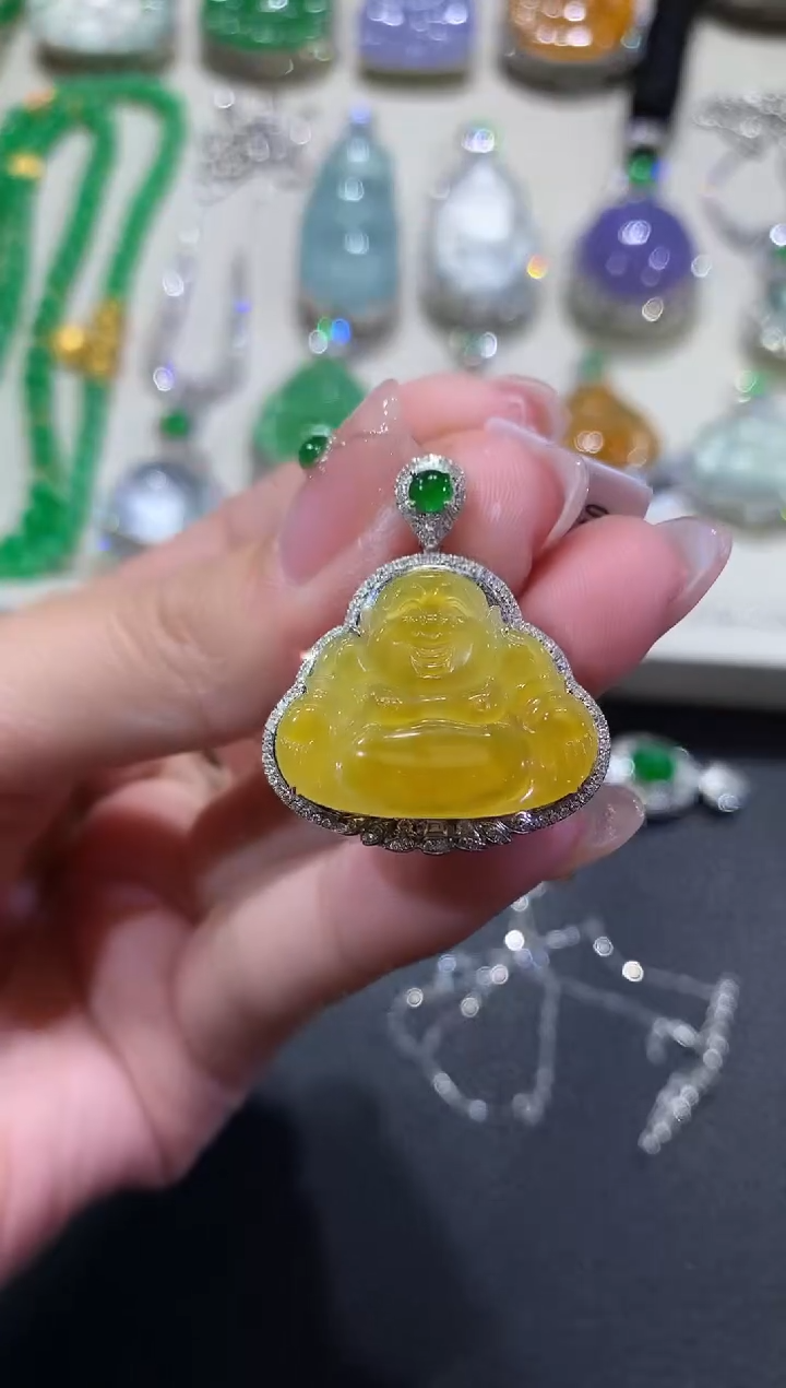 【闪购商品】翡翠吊坠(不含链)18K金镶嵌48-佛公
