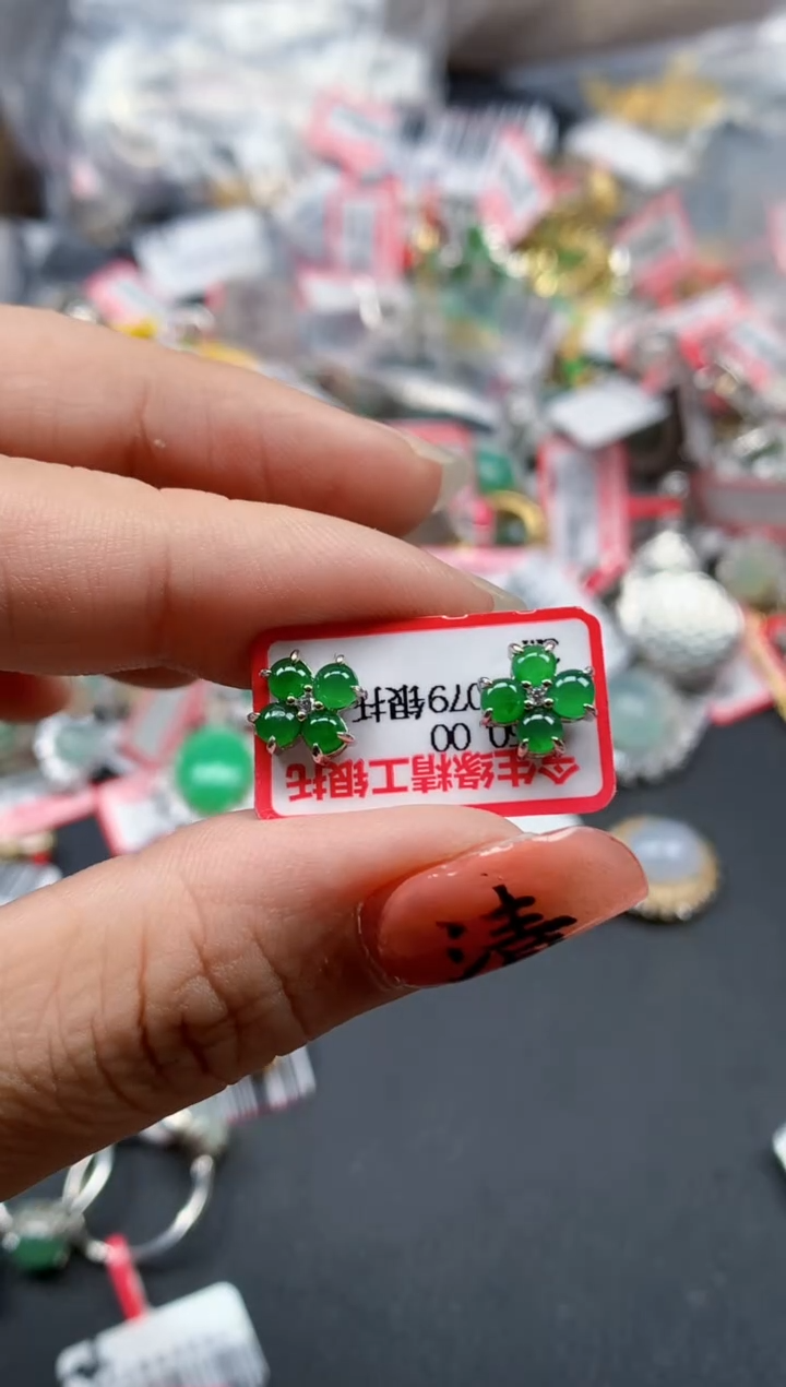 银S925镶嵌戒指翡翠天然A货缅甸翡翠