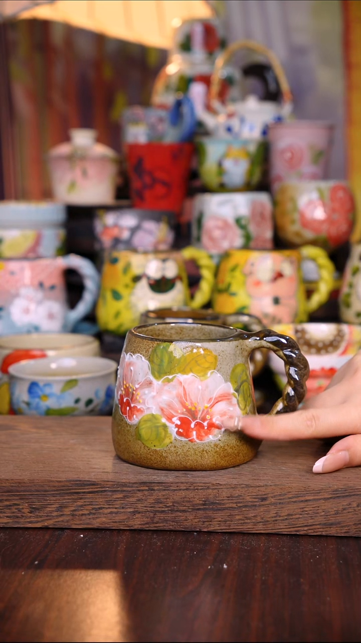 杯子陶泥垚手作 景德镇手工手绘陶瓷器物