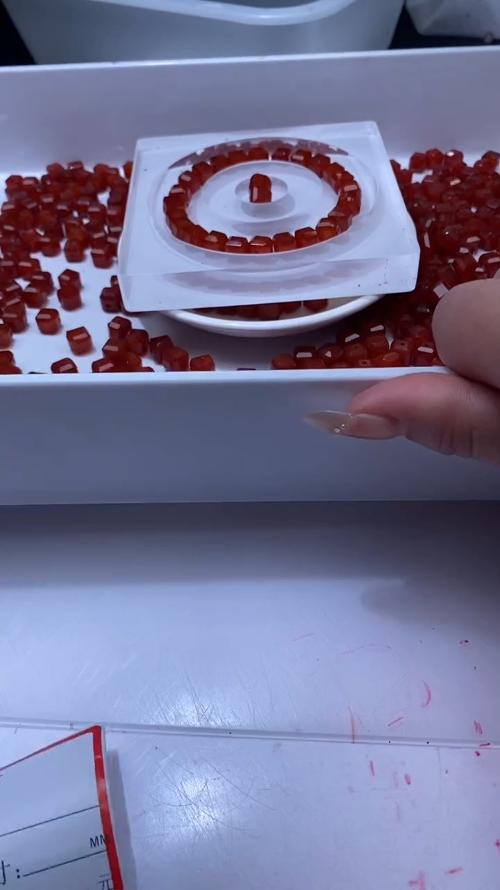 未镶嵌颈饰玛瑙/玉髓W3107柿子红色方糖8mm*5颗