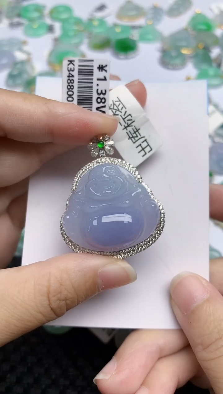 翡翠18K金镶嵌颈饰天然翡翠A货