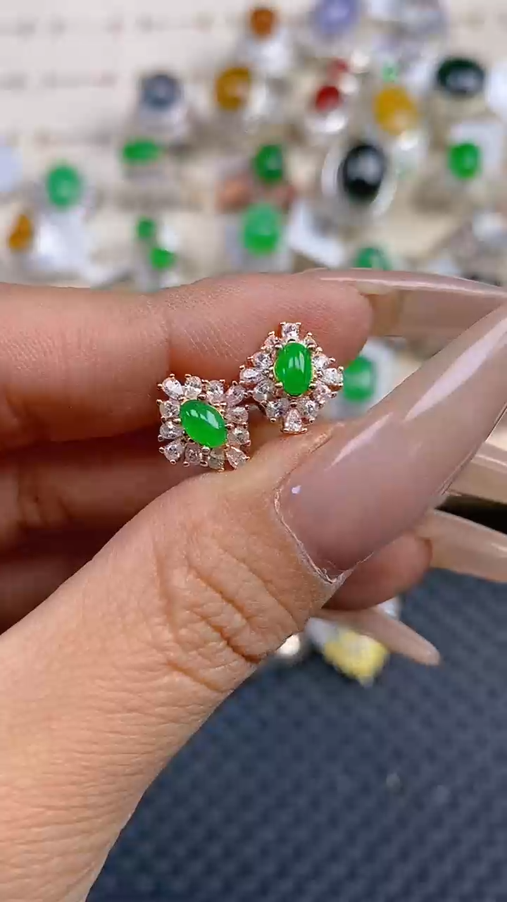 定制翡翠银S925镶嵌天然翡翠蛋面202