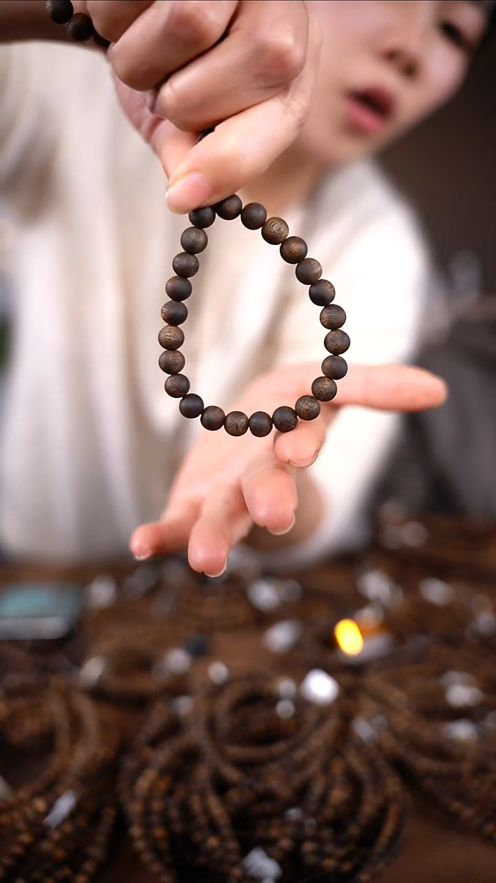 沉香手串【沉水】7mm棋楠沉香圆珠23颗单圈手串（14手围）