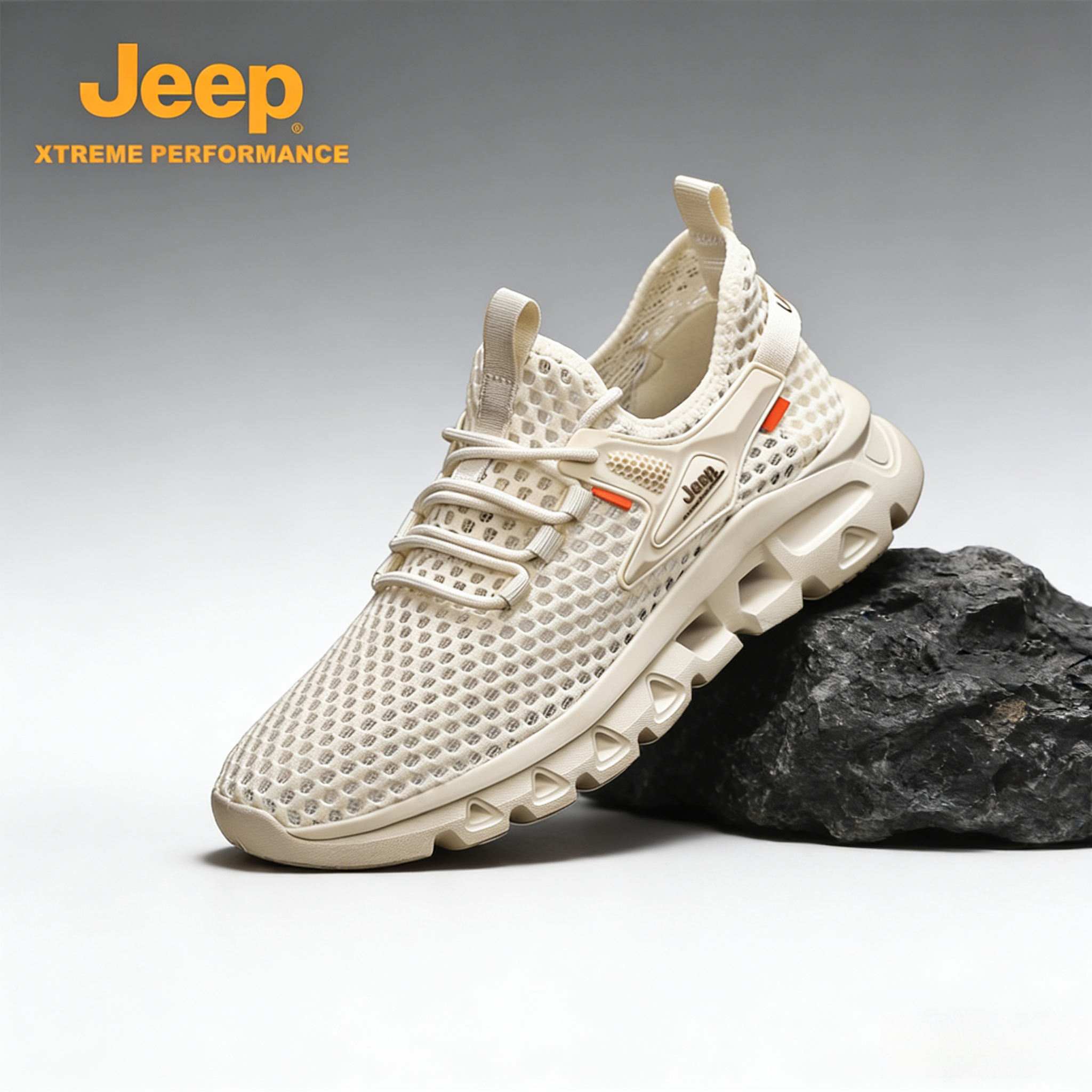 JEEP/吉普男鞋2026新款秋季透气休闲运动鞋厚底轻便薄款网面鞋