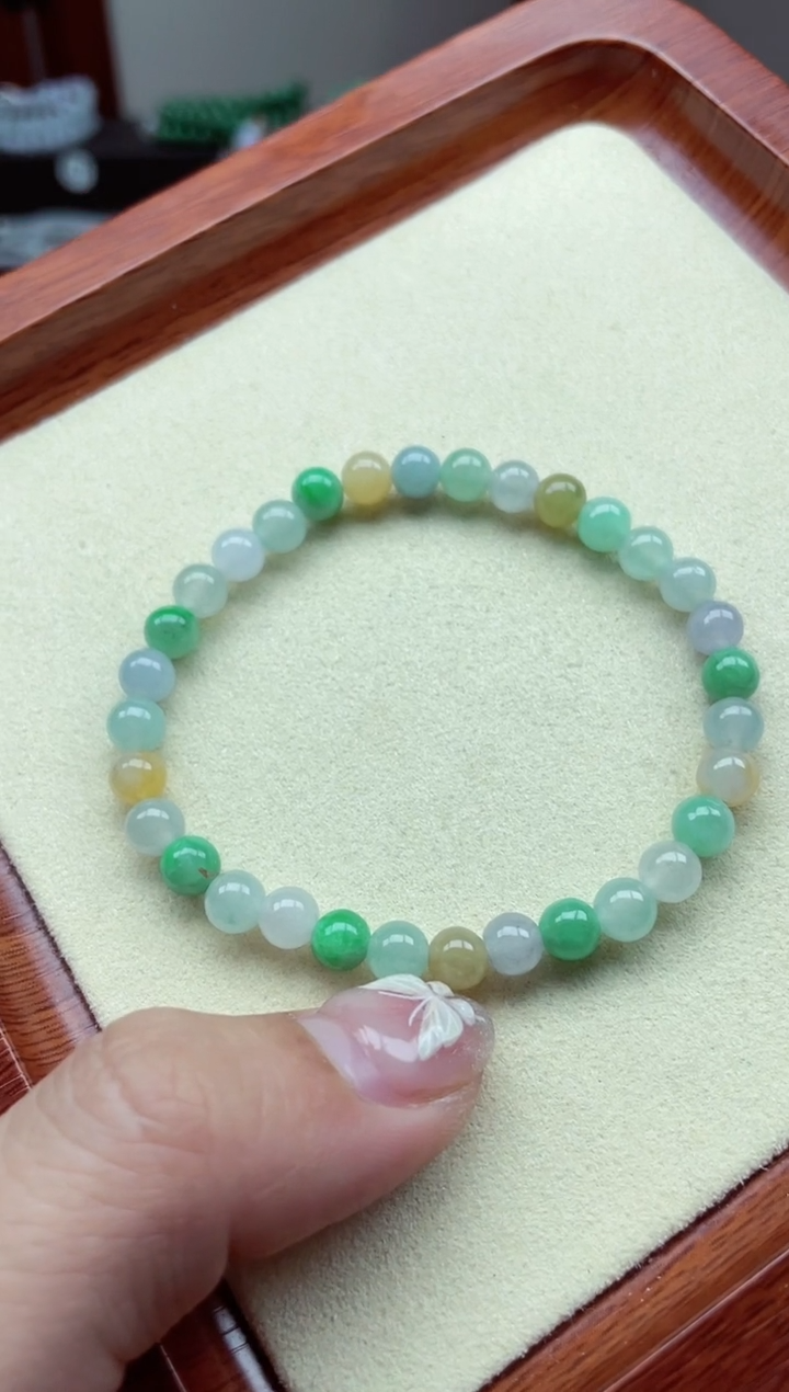 【闪购商品】翡翠手链18K金镶嵌缅甸翡翠