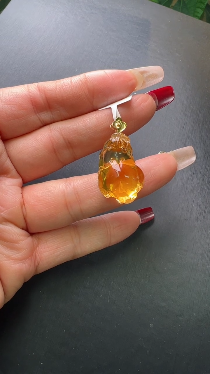 【闪购商品】水晶吊坠18K金镶嵌18K黄水晶貔貅吊坠 JP37292